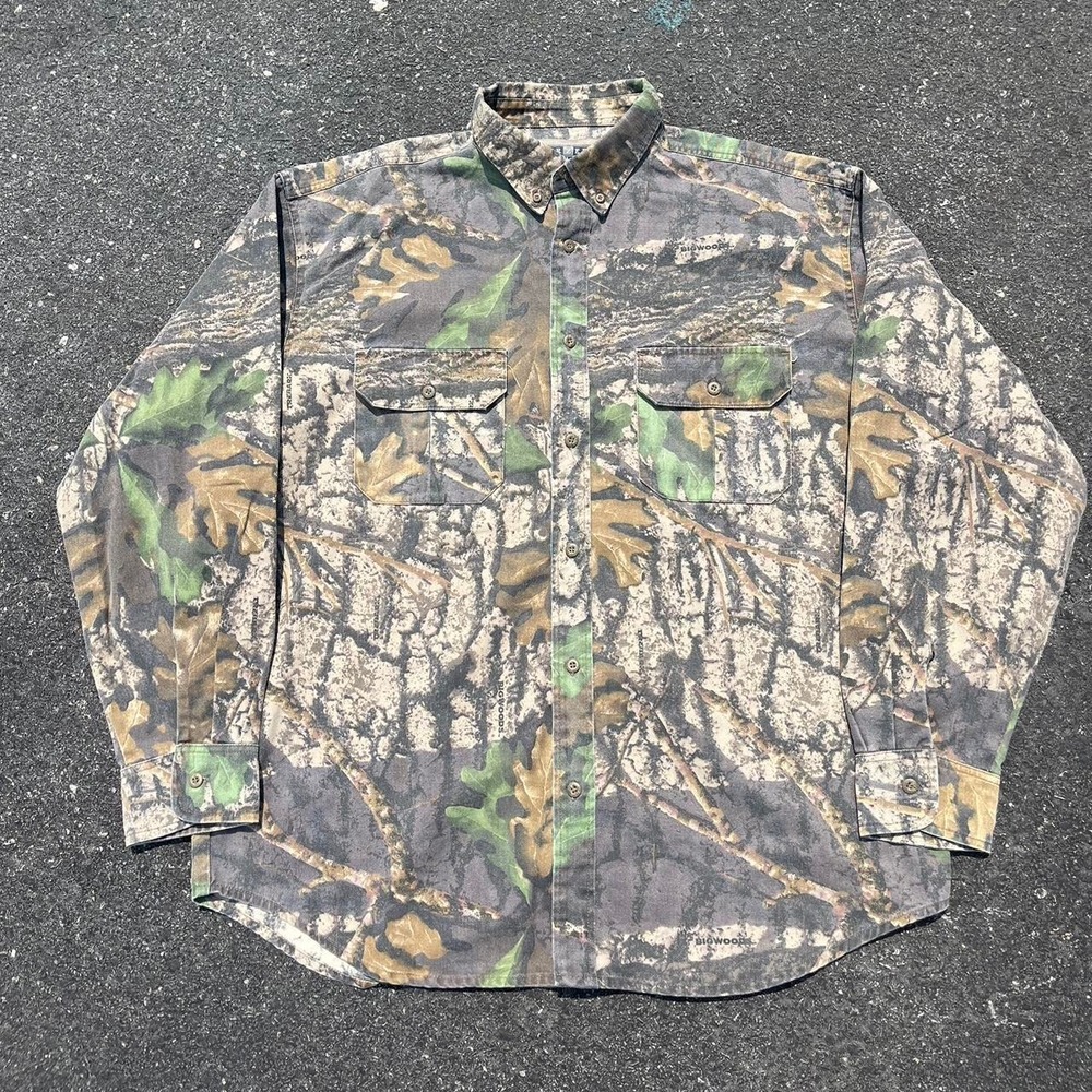 Vintage Mossy Oak AOP good Camo button Up shirt size XL